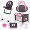 Bayer: Travel 9 Piece Set - Black, Pink, Hearts - Bed, Highchair, Playground & Accessories for Dolls Up to 18", Kids Toy, Ages 3+